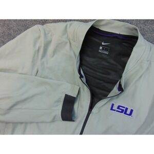 LSU Tigers Jacket Mens Large Nike Gray Solid Full Zip Sideline Sportswear